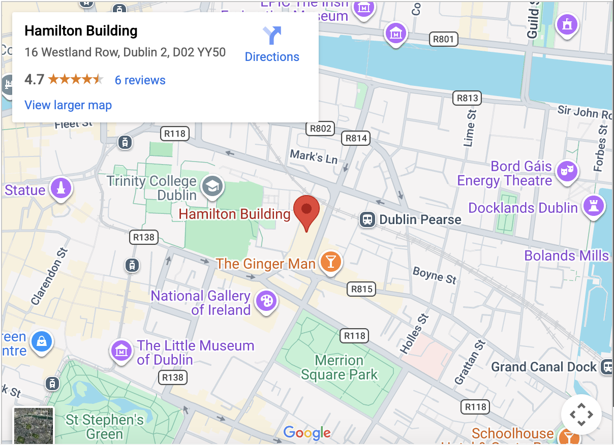 Map showing Hamilton Building